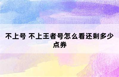 不上号 不上王者号怎么看还剩多少点券